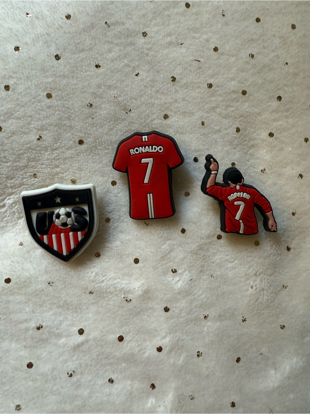 Ronaldo Number 7 Red Soccer Jersey Croc shoe charms Lot of 3